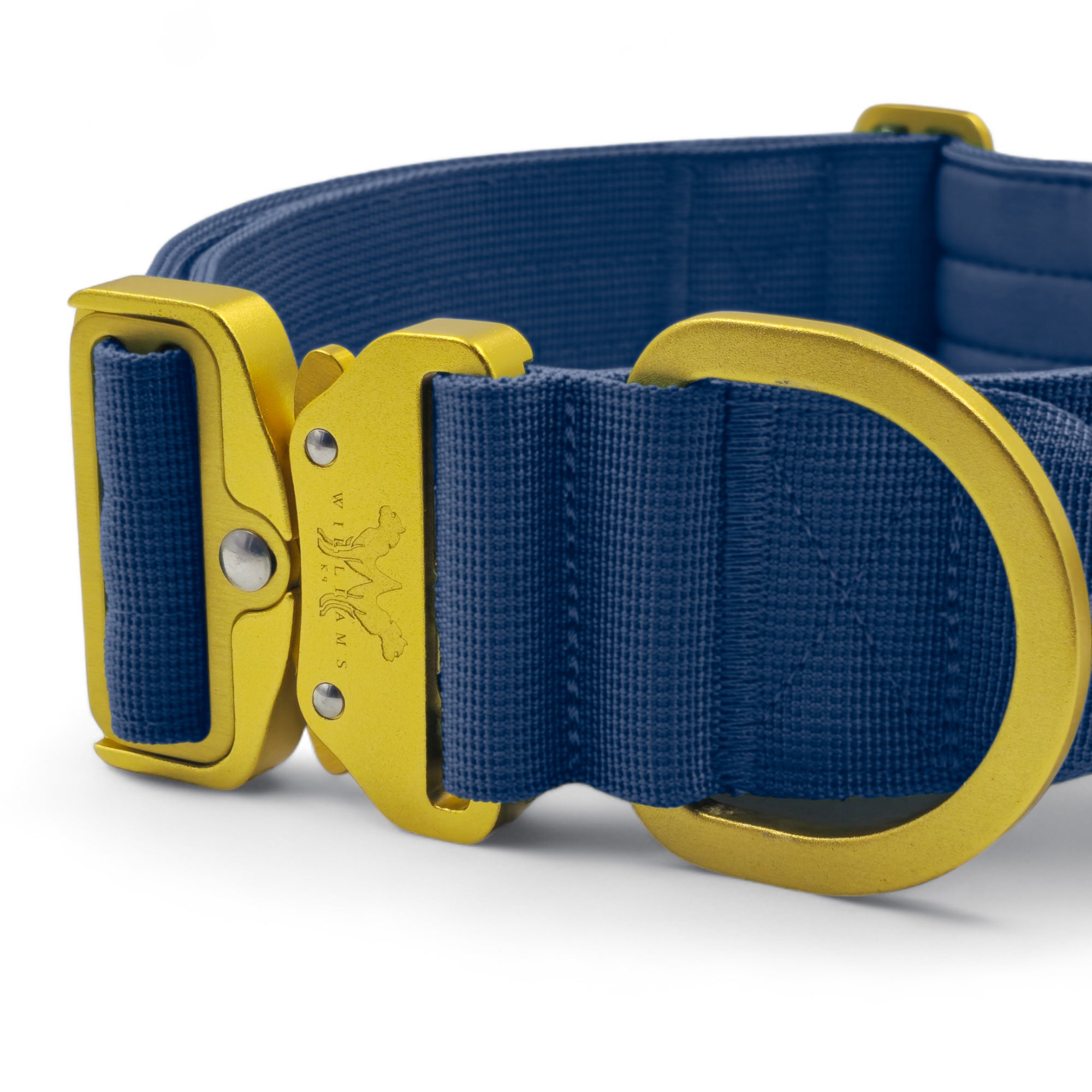 Light Tactical Collar 5CM Royal Blue | Quad Stitched Nylon Lightweight Gold Aluminium Buckle + D Ring Adjustable Collar With Handle