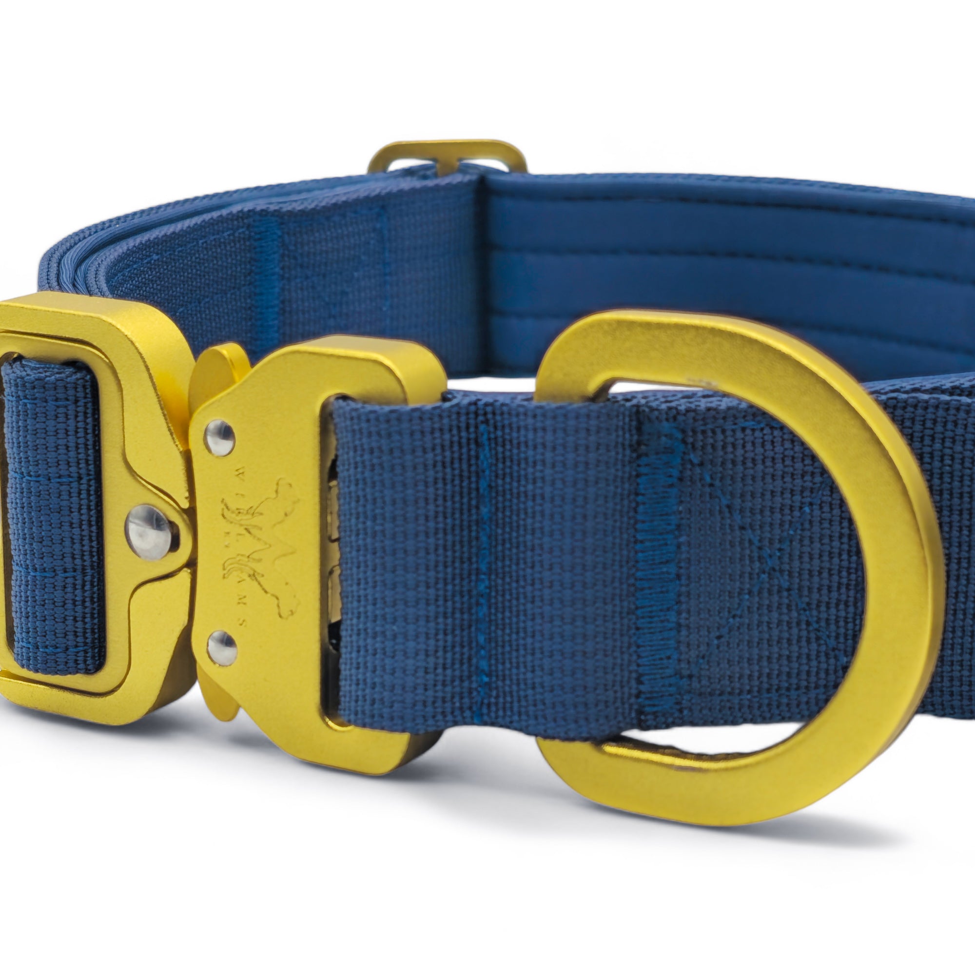Light Tactical Collar 4CM Royal Blue | Quad Stitched Nylon Lightweight Gold Aluminium Buckle + D Ring Adjustable Collar With Handle