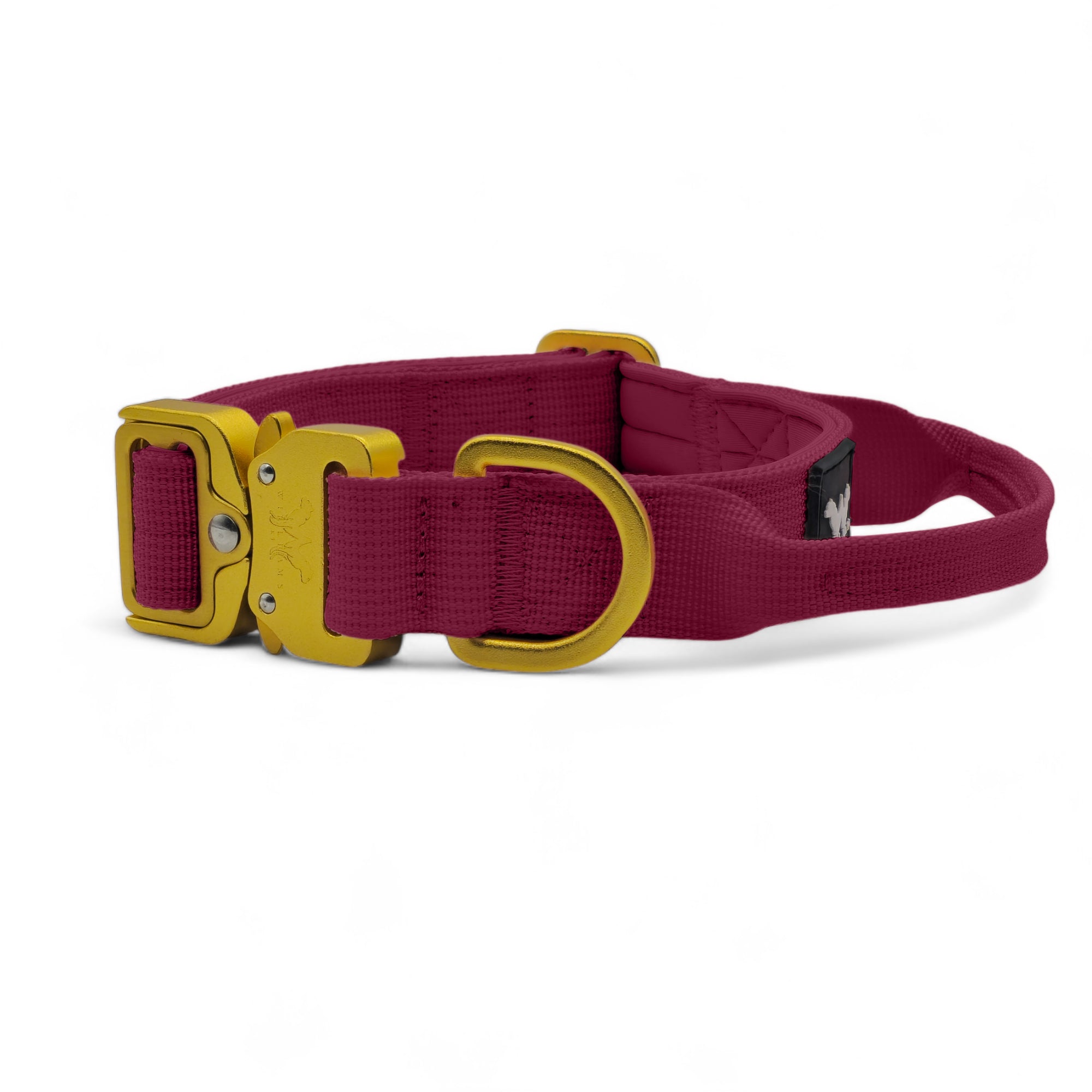 Light Tactical Collar 2.5CM Cherry Red | Triple Stitched Nylon Lightweight Gold Aluminium Buckle + D Ring Adjustable Collar With Handle