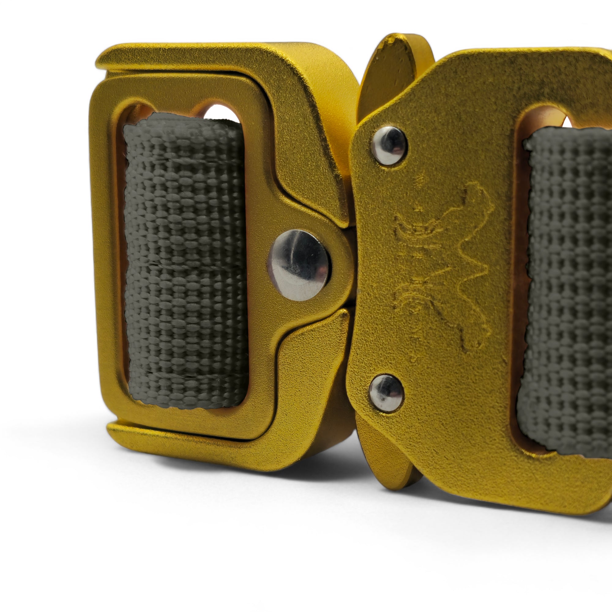 Light Tactical Collar 2.5CM Khaki | Triple Stitched Nylon Lightweight Gold Aluminium Buckle + D Ring Adjustable Collar With Handle