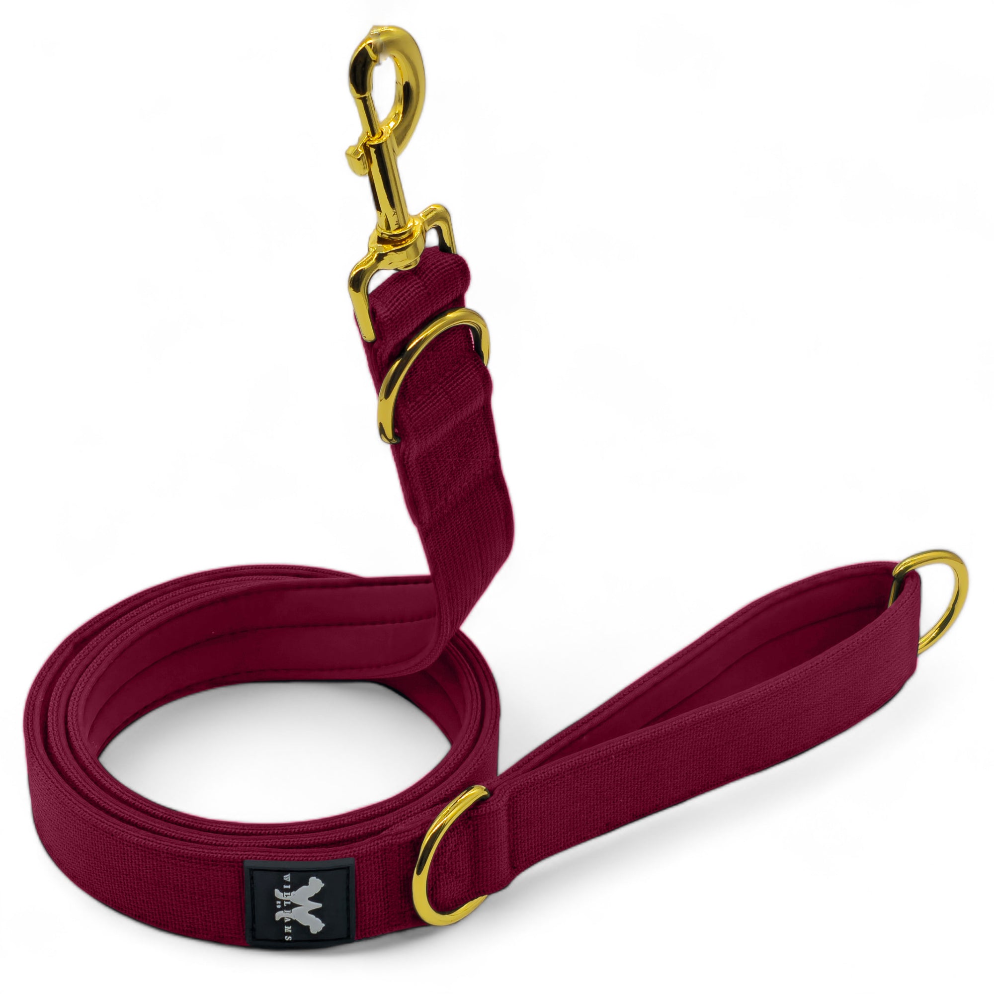 Snap Hook Lead Cherry Red | Anti-Tangle Neoprene Lined Handle Quad Stitched Nylon