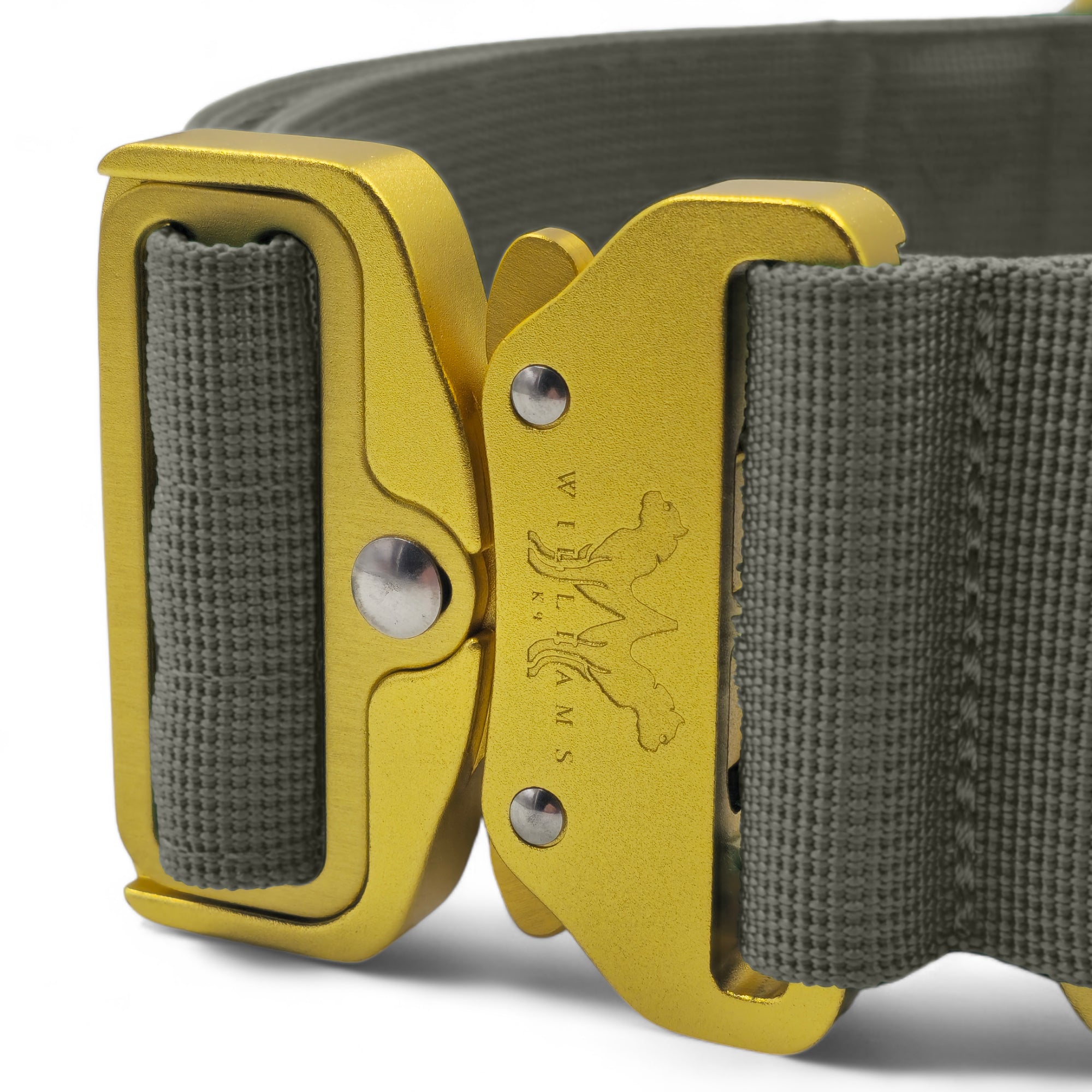 Light Tactical Collar 5CM Khaki | Quad Stitched Nylon Lightweight Gold Aluminium Buckle + D Ring Adjustable Collar With Handle